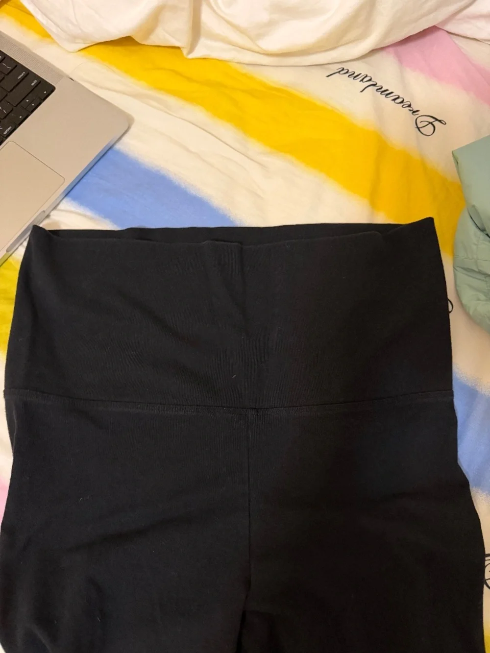 INK Victoria's Secret ALL-DAY COTTON FOLDOVER FLARE LEGGINGS Large Black - Picture 7 of 7
